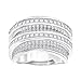 Mia Sarine Cubic Zirconia Round Border and Baguette Center Eternity Band in Rhodium over Sterling Silver Size 7