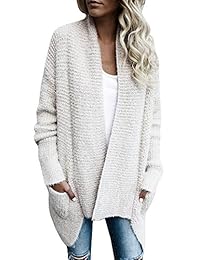 fashare Womens Casual Chunky Cable Knit chaqueta de punto Sweater Coat Oversized Frente Abierto chamarra con bolsillos