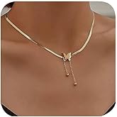 B-JWYFY Stackable Butterfly Necklace, Not Tarnish 14K Gold Herringbone Choker Necklace for Women Fashion Snake Chain Necklace Jewelry Gifts for Christmas Stocking Stuffers