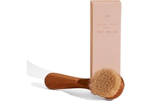 C.S.M CSM Extra-Soft Mini Dry Brush for Sensitive Skin - Gentle Exfoliation with Natural Goat Hair Bristles, Improves Circulation & Boosts Radiance