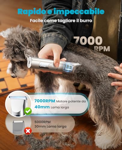 oneisall 4 in 1 Silent Dog Cat Clipper, Waterproof IPX7 Dog Shaver, Professional Cat Shaver, Trimmer and Sharpener for Body, Paws, Eyes, Ears, Face (White)