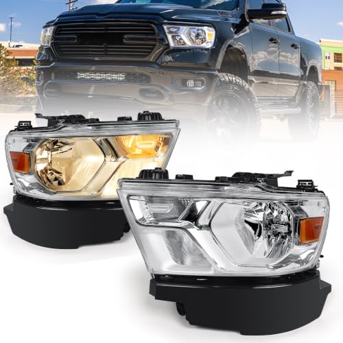 FIONE Halogen Headlights Assembly for Dodge Ram 1500 2019-2024 Pair Chrome - Used condition - US$294.49