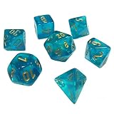 Chessex Dice: Polyhedral 7-Die Borealis Dice Set - Teal with Gold Numbers CHX-27486