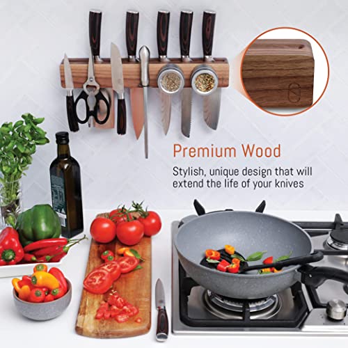 Walnut 16 inch Knife Holder for Wall with Double Storage