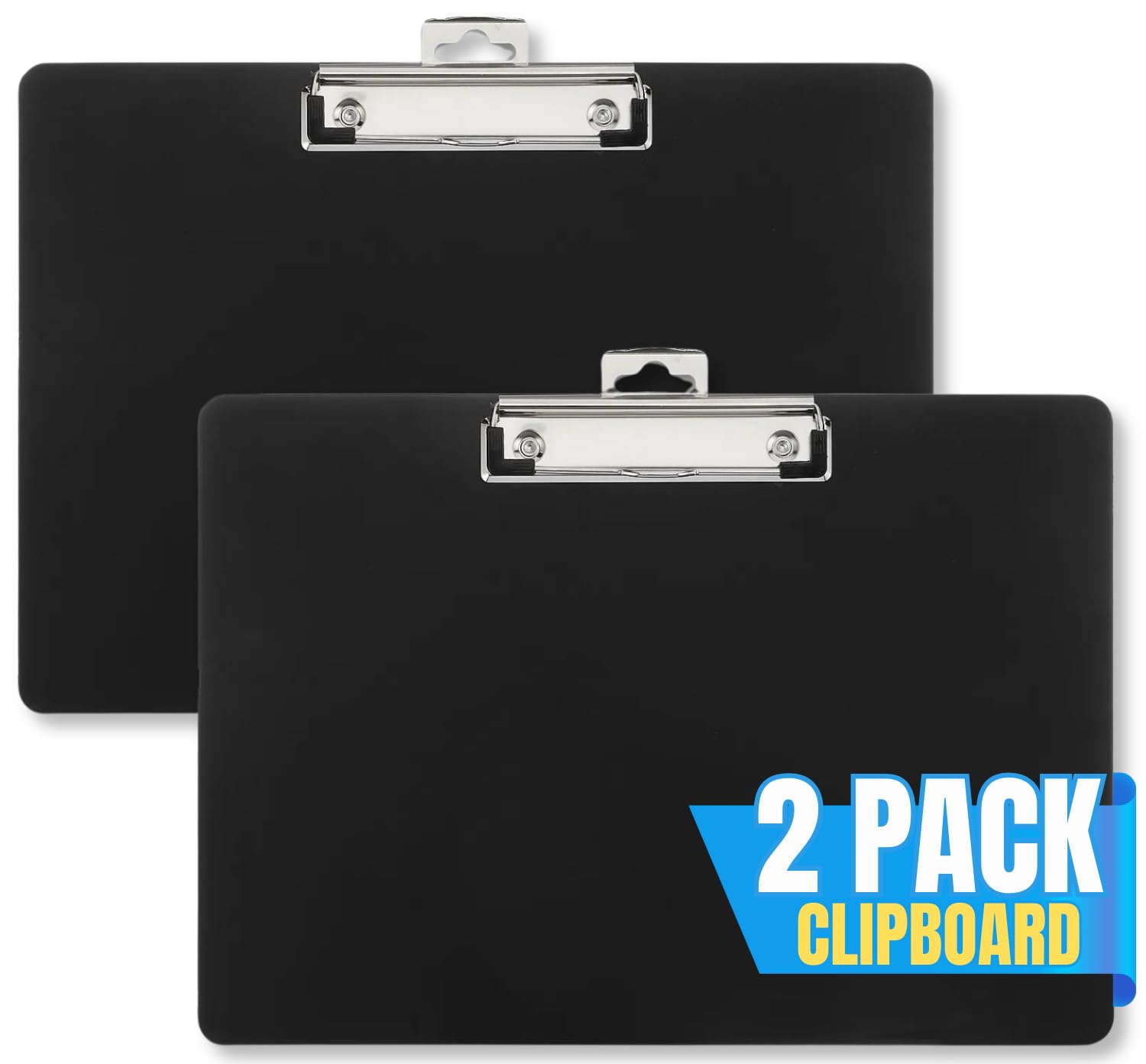 Photo 1 of 1InTheOffice Landscape Clipboard, Black Horizontal Clipboard, 8.8 x 12.4-inch, 2 Pack