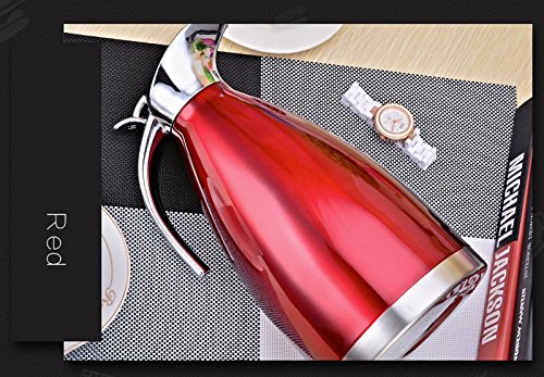50 Oz 304 Stainless Steel Coffee Thermal Carafe, Vacuum Insulated Coffee Pot 24+ Hrs Warm/Cold Retention Hot Water Bottle Jug For Coffee Juice Milk Tea (Red)