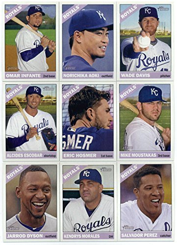 2015 Topps Heritage World Series Champion Team Set- Kansas City Royals (16 Cards)> Ned Yost,Danny Duffy,Jason Vargas,Jeremy Guthrie,Lorenzo Cain,Kelvin Herrera,Norichika Aoki,Wade Davis,Jarrod Dyson,Kendrys Morales,Omar Infante,Salvador Perez,Alcides Escobar,Eric Hosmer,Mike Moustakas,Brandon Finnegan / Terrance Gore