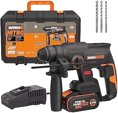 WX381 Martillo Perforador Brushless 20V 2J Batería 4Ah