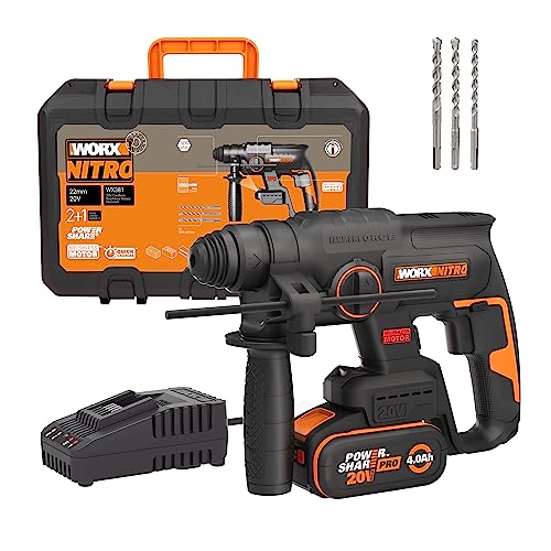 WX381 Martillo Perforador Brushless 20V 2J Batería 4Ah