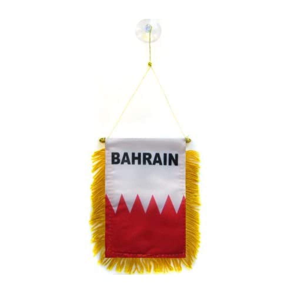 AZ FLAG - Bahrain Mini Banner - 6'' x 4'' - 100% Polyester Bahrain Small Pennant for Car - Double-sided Flag with Suction Cup Hanger