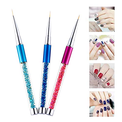 BKpearl 14 Pieces 3D Nail Art Brushes, Nail Liner Ombre Brush Nail Painting Design Pen Brushes Dotting Tools Set Acrylic Rhinestone Handles Nail Art Pens