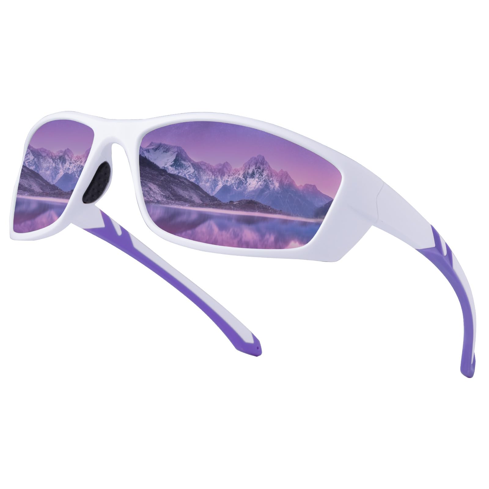 SKYWAY Polarized Wrap Around Sport Sunglasses for Women Men UV Protection Baseball Softball Running Driving Fishing Cycling Glasses,Purple
