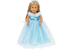 HWD Girls Doll Clothes and Accessories, Princess Costume, Wedding Dress, Party Gown Dress Fit 18 inch American Girl Dolls (Blue2)
