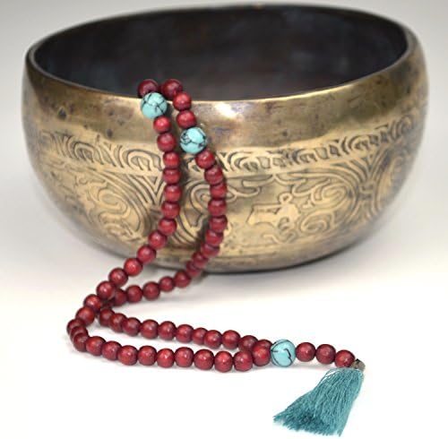 Prayer Beads Mala with Semi-Prescious Stones and Tassel – Meditation Necklace Made of 108 Wooden Beads and Beautiful Stones – by Ahimsa Glow®