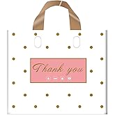 MLAFLY Thank You Bags - 50 Pack Plastic Bags for Small Business, Retail, Parties & Favors (Polka Dot, Medium 12"x14")