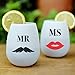 SerialDrinkers Mr & Ms Fun German Food Grade Silicone Wine Glass Dual Pack, 2 Pieces Of Romantic, Unbreakable, Versatile, Lightweight 12 Oz Cups, Non-toxic And Flexible White Color Glasses