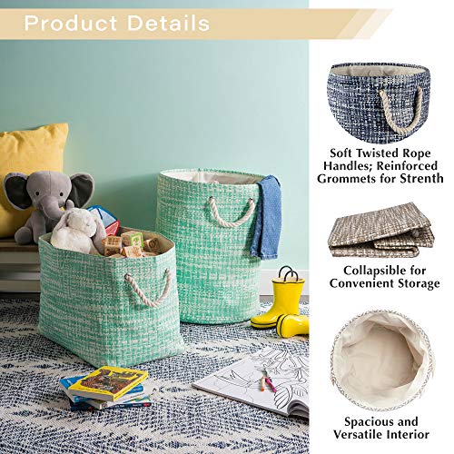 DII Woven Paper Storage Bin, Tweed, Nautical Blue, Small Pricepulse