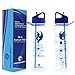 UNIVERSIFIT Water Bottle with Time Marker - Premium Motivational Sports Work Out Water Bottles with Straw and Time Fitness Tracker, 30 oz