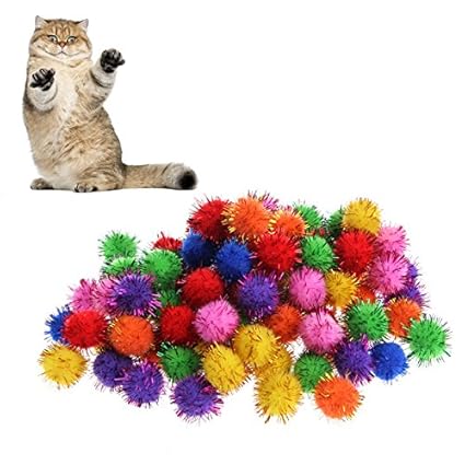 ECMQS 100 Unidades Multicolor Mini Sparkly Glitter Tinsel Balls ...