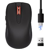 wegear Rechargeable Silent Wireless Mouse, 2.4G USB Computer Mice-Black | Cordless Mouse with 6 Buttons, Quiet Click, Ambidextrous Grip, Adjustable DPI for Laptop, PC, Mac
