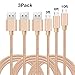Micro USB Cable 3Pack 3FT 6FT 10FT Nylon Braided Android Charging Line Micro USB Cable for Android, Samsung, HTC, Motorola, Nokia and More(Gold)