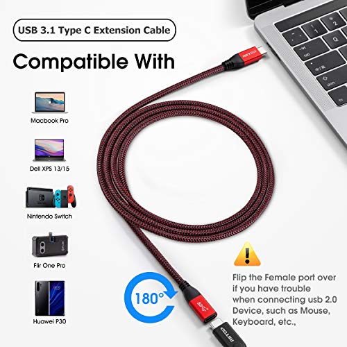 USB C Extension Cable Short 2ft, RIITOP USBC Male to Female Braided