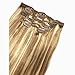 Clip in Hair Extensions Human Hair Golden Brown to Blonde Highlights 14 inch Balayage Ombre Long Hair Extensions Clip on for Fine Hair Full Head 12/613 Remy Hair 70g 7 Hair Piece