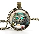 EIGA Vintage Alice in Wonderland Pendant Necklace - Cheshire Cat Jewellery