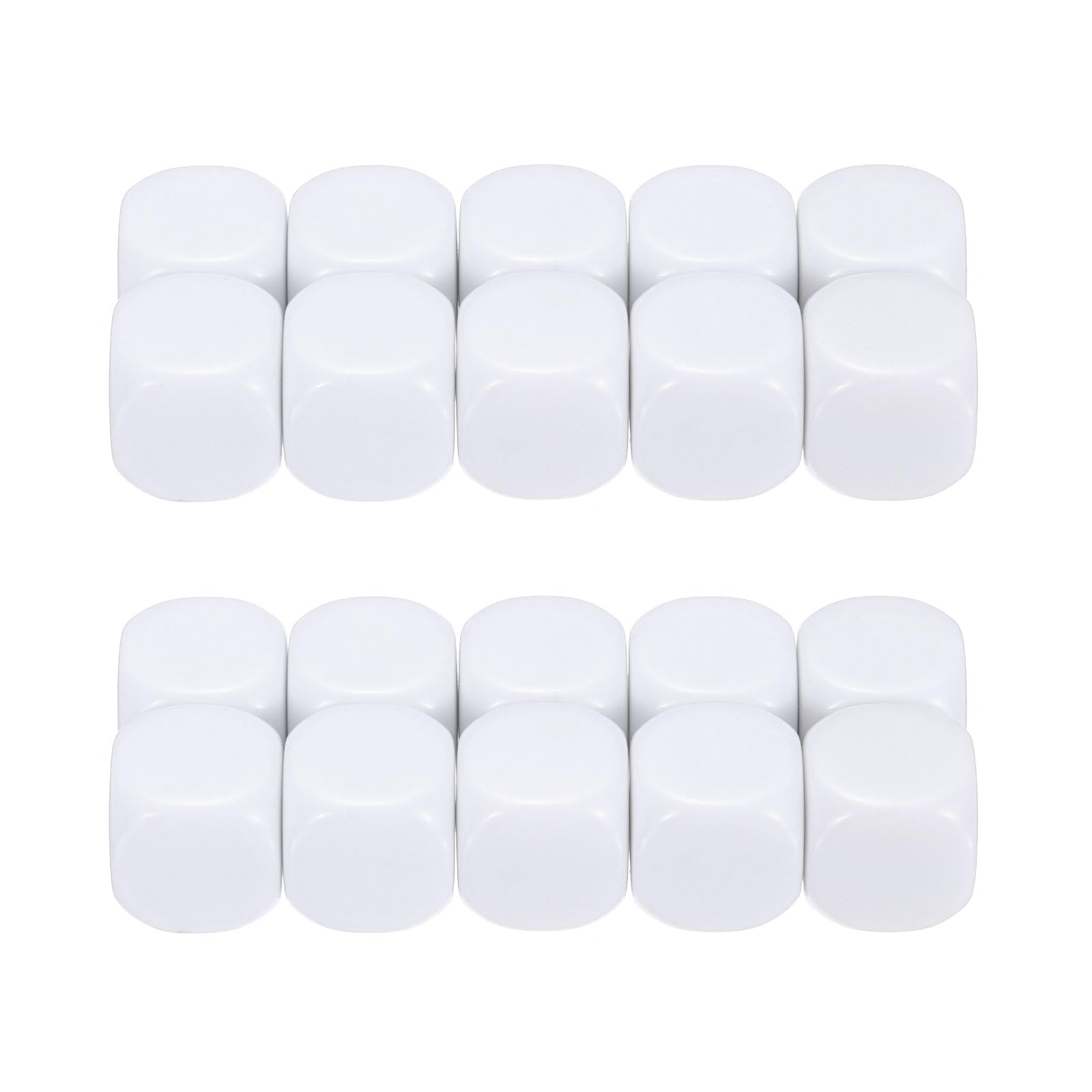 PATIKIL 16mm Acrylic Dice Blank, 20 Pcs Standard Game Dice Rounded Corner Blank Dice with Smoothed Surface Six Sided for Board Games Teaching, White