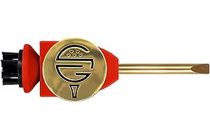 Skinny Golf Pocket Caddie | The Ultimate 4-in-1 Golf Tool | with Scrub Brush, Brass Tip Groove Cleaner, Divot Repair & Ball Marker | Fits Easily in Your Pocket | Holds Any Ball Marker