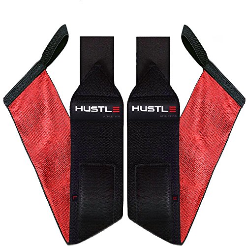 Hustle Athletics Wrist Wraps - Best Support for Weightlifting Bodybuilding & Crossfit - Brace Your Wrists to Train Harder & Reduce Muscle Strain - Comfortable Workout Straps for Men & Women