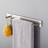 Kes Self Adhesive SUS 304 Stainless Steel Towel Bar with Hook Storage Bathroom Kitchen Hand Hanger Stick On Sticky Contemporary Style, Brushed Finish, BTH7200-2