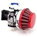 TC-Motor 15mm Carburetor Carb Red Air Filter Manifold Inatake Pipe Inlet Alloy Stack Kit For 2 Stroke 33cc 43cc 49cc 50cc 52cc Engine Goped EVO Gas Scooter Cat Eye Pocket Bike