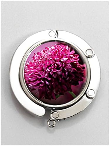 RainbowSky Purple chrysanthemum Round Folding Handbag Hook Purse Hanger Holder for Table, Silvery, S998