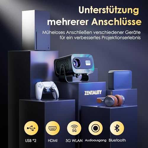Mini Projector 4K Smart Projector Official App with Full HD 1080P, 1000 Lumens, Auto Focus and Keystone Correction, 360° Rotation, WiFi and Bluetooth, for Mobile Phone HDMI, TV Stick, Portable/Home