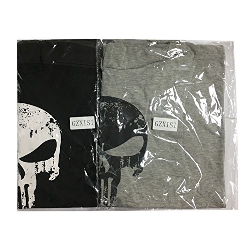 GZXISI Mens Skull Print Stringer Bodybuilding Gym Tank Tops Workout Fitness Vest (X-Large, 2 Pack:Black Hoodie,Gray Hoodie) - Thumbnail 5