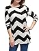 Allegra K Women's Round Neck Contrast Color Knitted Shirts Long Sleeve Sweater Tops Medium Black White