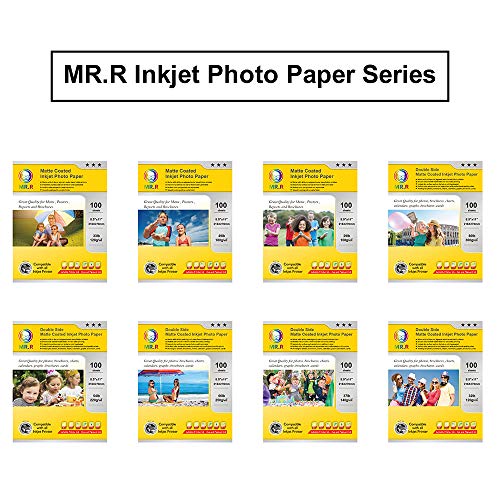 MR.R Self Adhesive High Glossy Inkjet Photo Paper Sticker,35lb135gsm,8