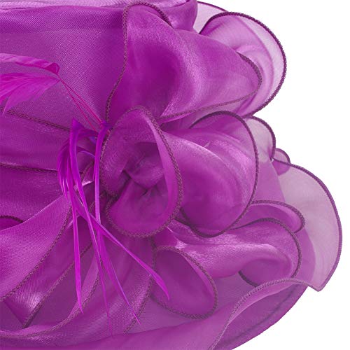 Women Dress Hats for Kentucky Derby Day, Party,Wedding Cloche Bowler Fascinators Fancy Hat (SS-Violet)