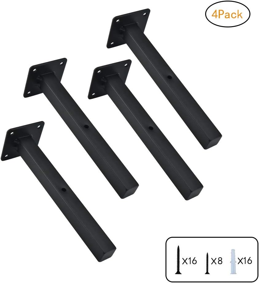 Shelf Brackets Floating Shelf Wall Mounted 8 Inch,Heavy Duty Rustic Industrial Farmhouse,for Bedroom Bathroom Living Room Kitchen Book Ledge Various Surfaces,Black 4 Pack: Home Improvement