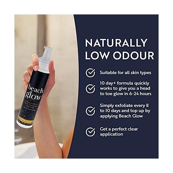 Beach Glow Fake Tan, Self Tan Professional Tanning Mousse, Self Tanning Invisible Foam, 250ml