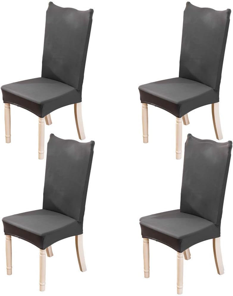 Aisaving Stretch Dining Chair Slipcover 4pcs Spandex Dining Chair Covers Removable Washable Universal Protector Cover Seat Slipcover for Hotel Dining Room Ceremony Banquet Wedding Party (Solid Grey)