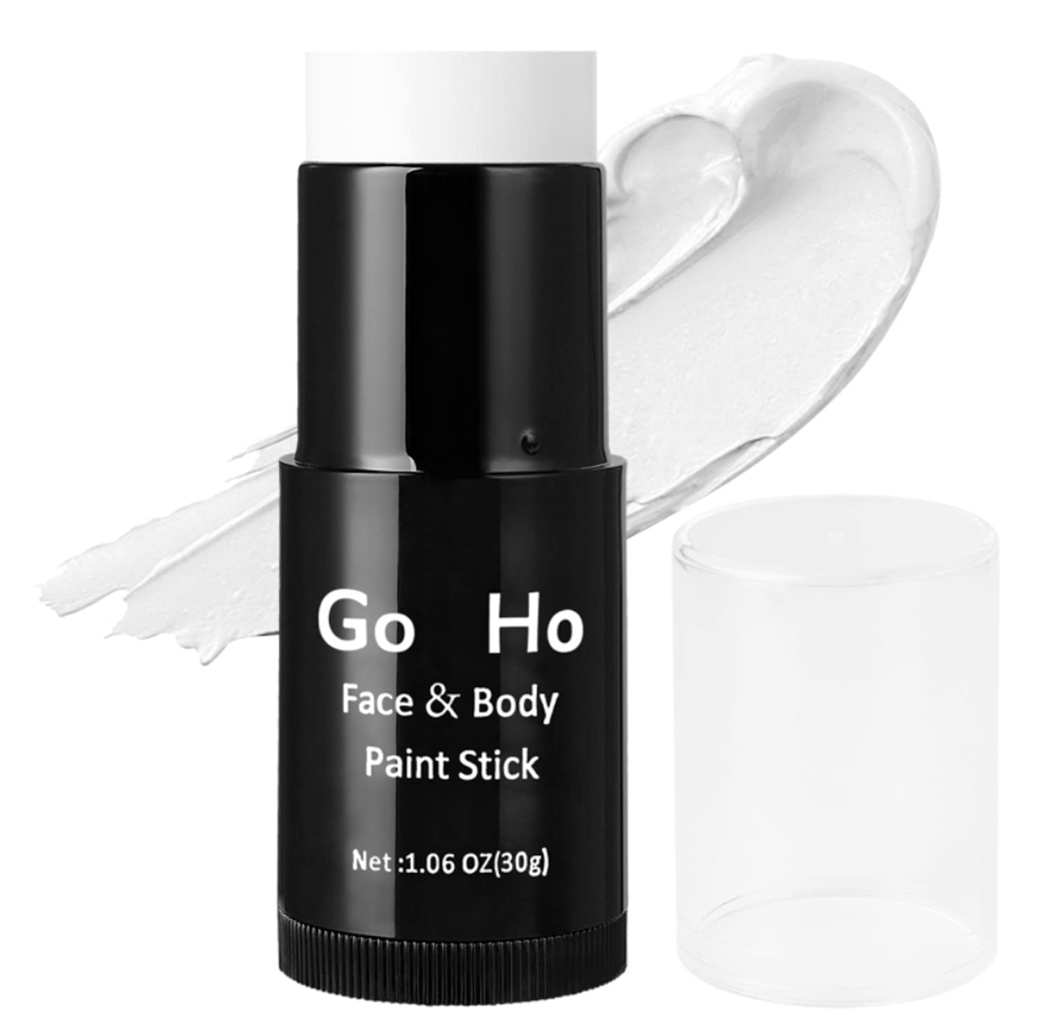 Go Ho Cream-Blendable Clown White Face Paint Stick,Full-coverage Waterproof Face Body Paint for Halloween Cosplay Jokester Zombie Vampire Skeleton Clown SFX Makeup,White Eye Black Stick
