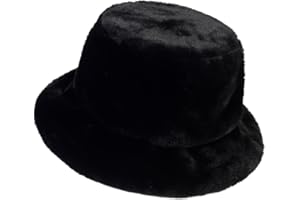 NTLWKR Winter Faux Fur Bucket Hat, Fluffy Fuzzy Warm Hats, Plush Fisherman Cap, Furry Puffy Hats for Women