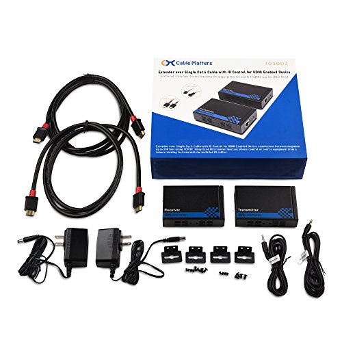 Cable Matters Wall Mount HDMI Extender with TCP/IP - Up to 300 Feet, 1080P, 1-to-Many Setup, HDMI Over Ethernet Extender (Model: 103002)