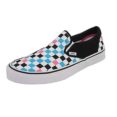 vans classic slip on rose checkered