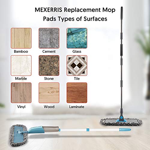 MEXERRIS Microfiber Spray Mop Pads Replacement Head for Wet Dry Dust Mop, Reusable Washable Mop