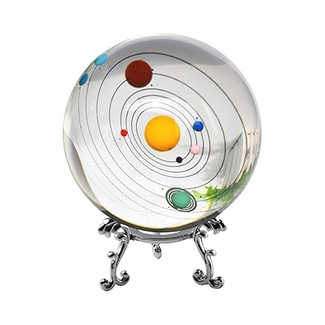 3d Solar System Crystal Ball With Stand Clear Planet Educational Ball Cosmic Model Engraved Glass Ball Sphere Office Decor