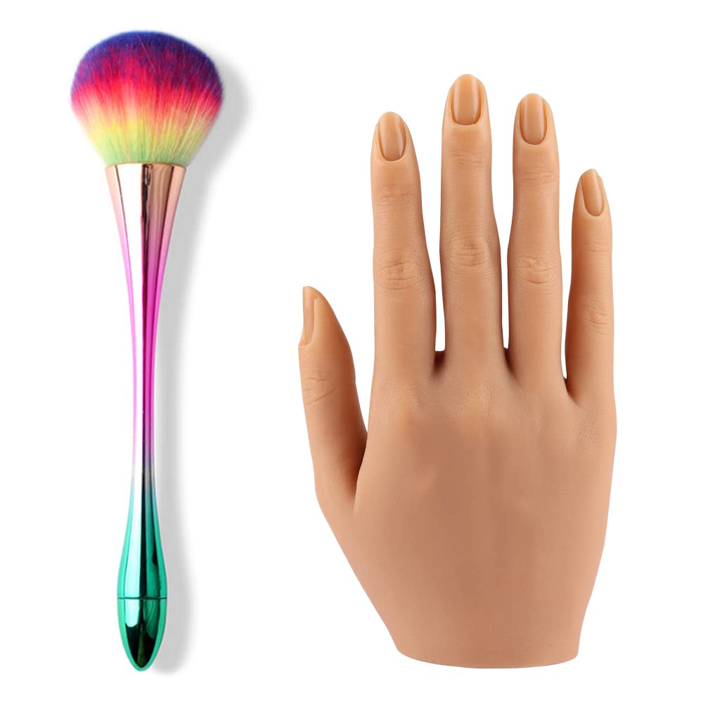 KnowU Silicone Practice Hand for Acrylic Nails, Flexible Bendable Nail Practice Hand, Fake Hand to Practice Fake Nails, Nail Hand Practice Model,Right