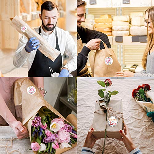 1.5” Thank You Seal Sticker, 3 Different Design,600 Labels for Bakeries, Handmade Goods, Made with Love Stickers for Envelope, Birthday, Wedding, Bridal Shower, Bubble Mailer. Handmade Stickers